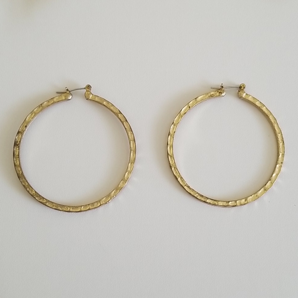 Large Textured Gold Hoop Earrings